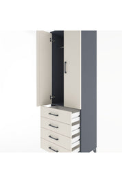 Hyperion Dolap Tek Raflı 4 Çekmeceli Tek Askılı 60x44x195 Antrasit-Aytaşı