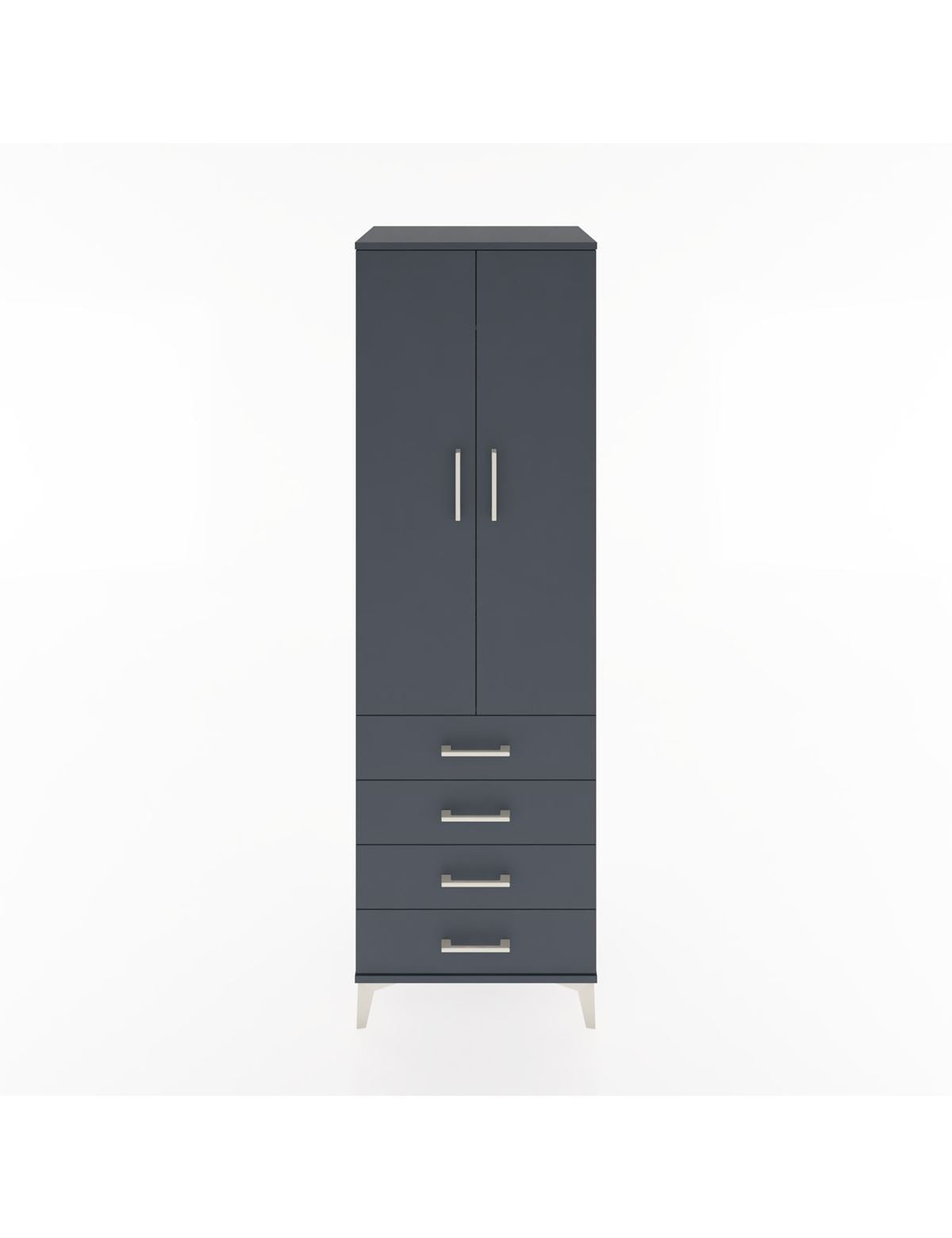 Hyperion Dolap Tek Raflı 4 Çekmeceli Tek Askılı 60x44x195 Antrasit-Antrasit