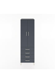 Hyperion Dolap Tek Raflı 4 Çekmeceli Tek Askılı 60x44x195 Antrasit-Antrasit
