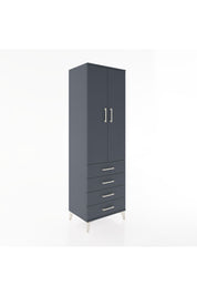 Hyperion Dolap Tek Raflı 4 Çekmeceli Tek Askılı 60x44x195 Antrasit-Antrasit