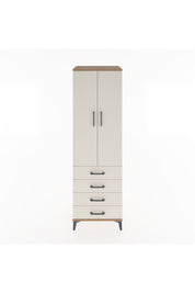 Hyperion Dolap Tek Raflı 4 Çekmeceli Tek Askılı 60x44x195 Çam-Aytaşı