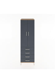 Hyperion Dolap Tek Raflı 4 Çekmeceli Tek Askılı 60x44x195 Çam-Antrasit