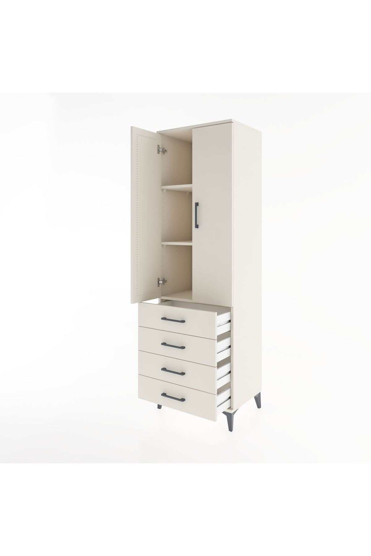 Hyperion Dolap 3 Raflı 4 Çekmeceli 2 Kapaklı 60x44x195 Aytaşı-Aytaşı