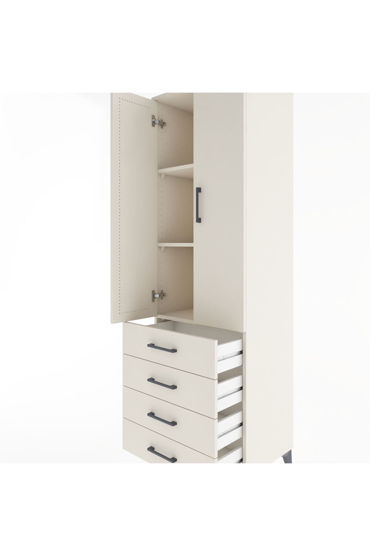 Hyperion Dolap 3 Raflı 4 Çekmeceli 2 Kapaklı 60x44x195 Aytaşı-Aytaşı