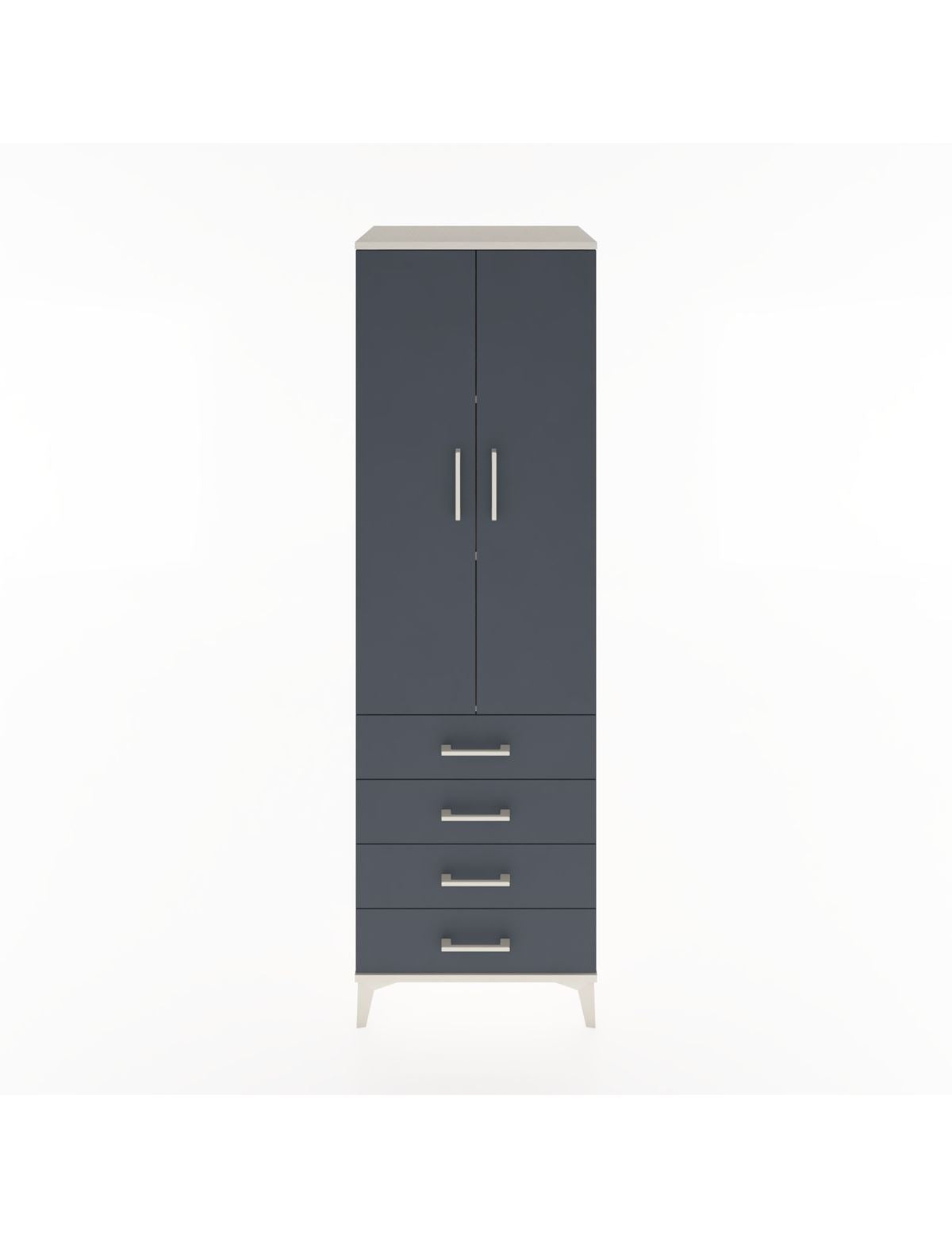 Hyperion Dolap 3 Raflı 4 Çekmeceli 2 Kapaklı 60x44x195 Aytaşı-Antrasit