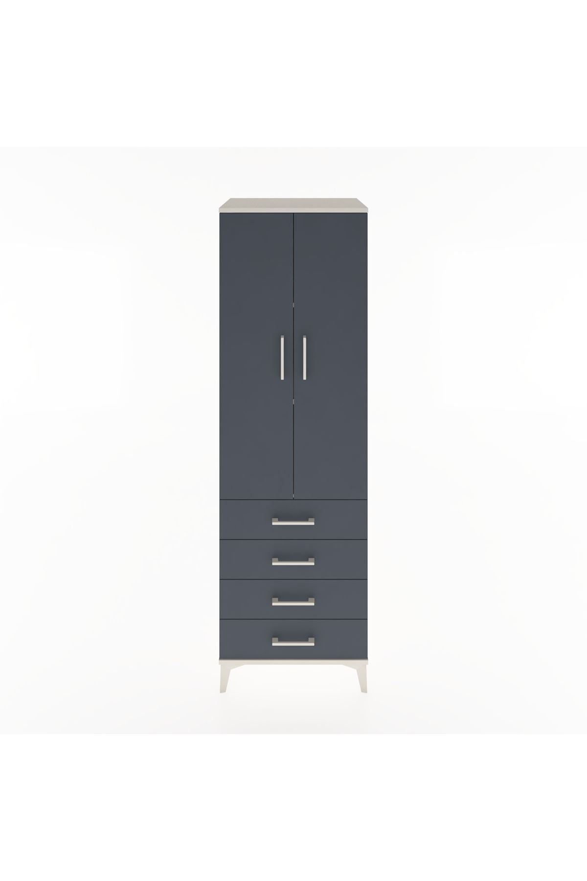 Hyperion Dolap 3 Raflı 4 Çekmeceli 2 Kapaklı 60x44x195 Aytaşı-Antrasit