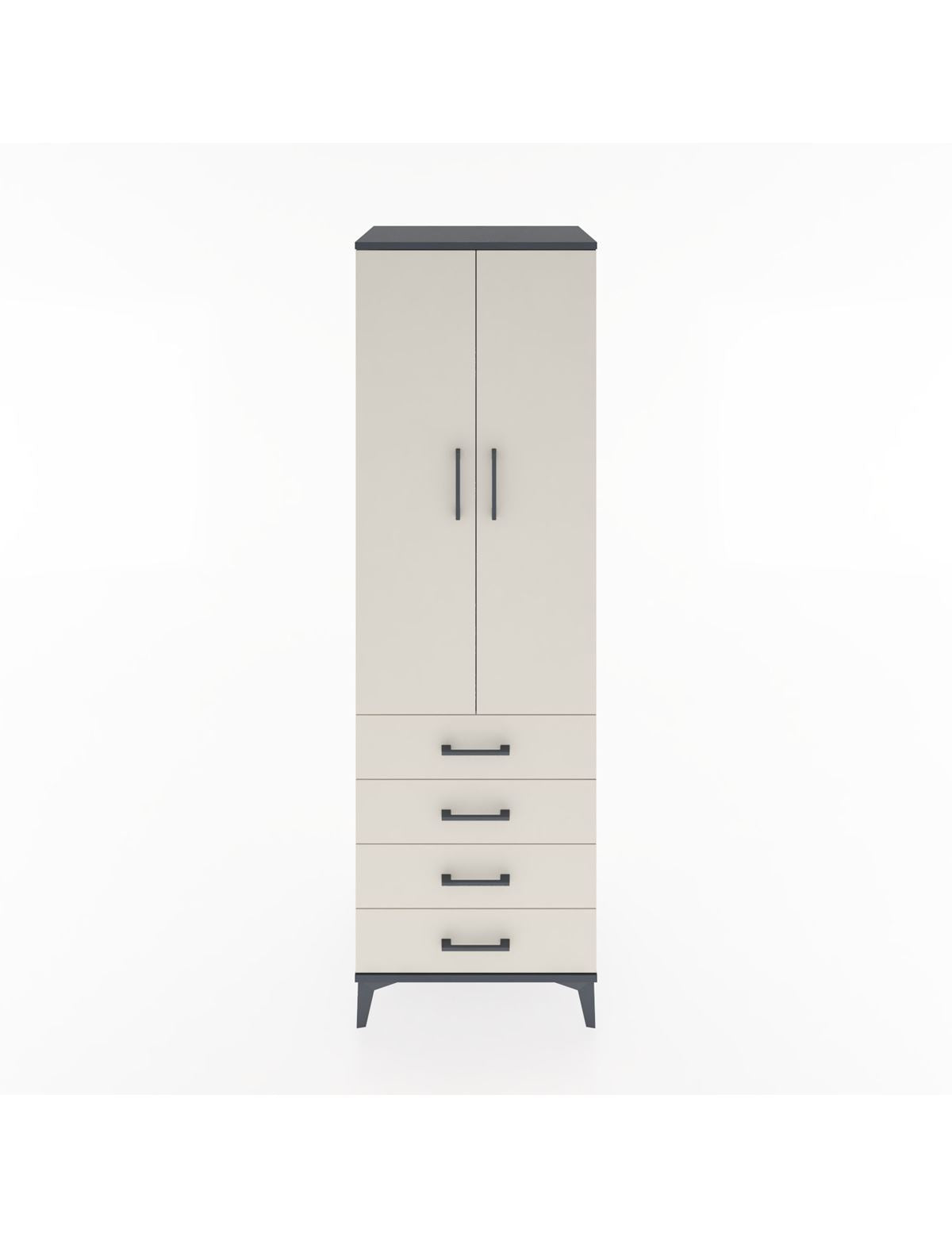 Hyperion Dolap 3 Raflı 4 Çekmeceli 2 Kapaklı 60x44x195 Antrasit-Aytaşı