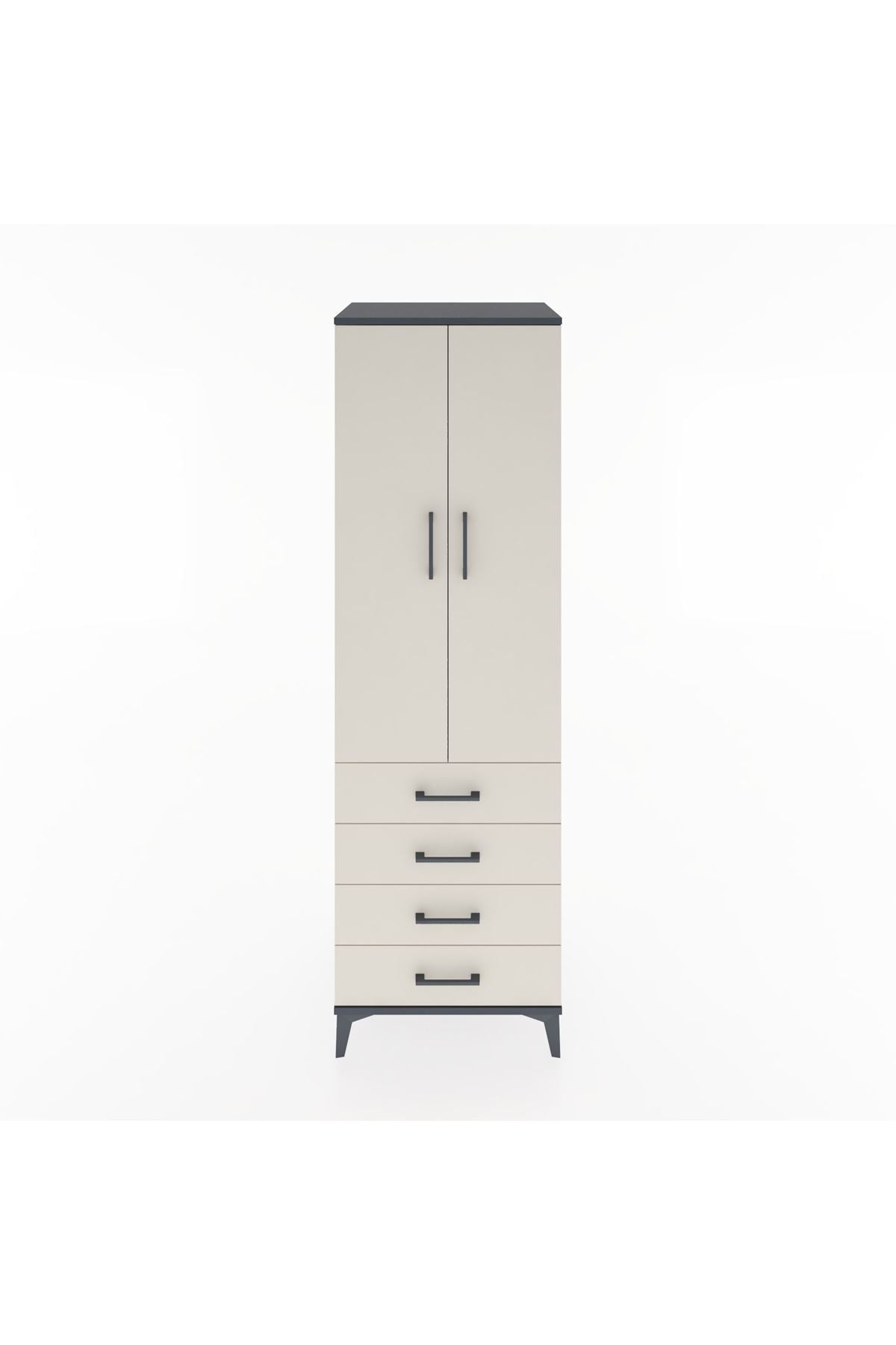 Hyperion Dolap 3 Raflı 4 Çekmeceli 2 Kapaklı 60x44x195 Antrasit-Aytaşı