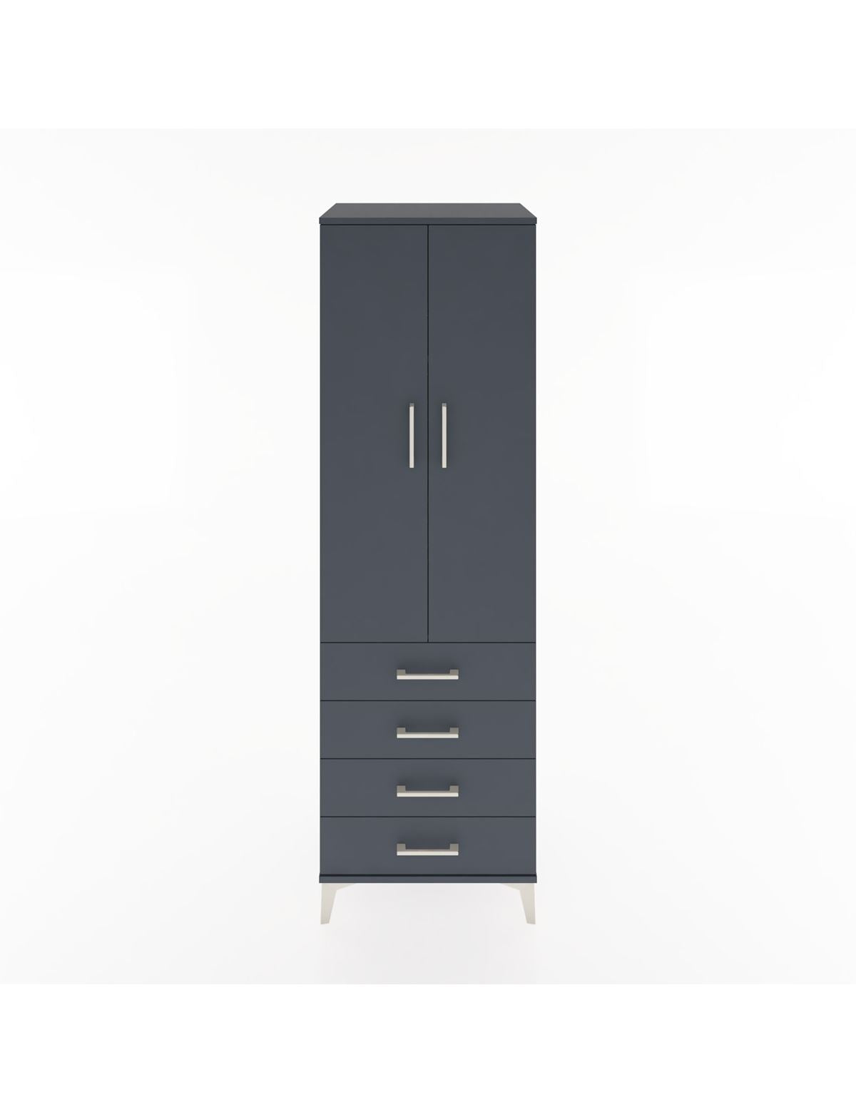 Hyperion Dolap 3 Raflı 4 Çekmeceli 2 Kapaklı 60x44x195 Antrasit-Antrasit