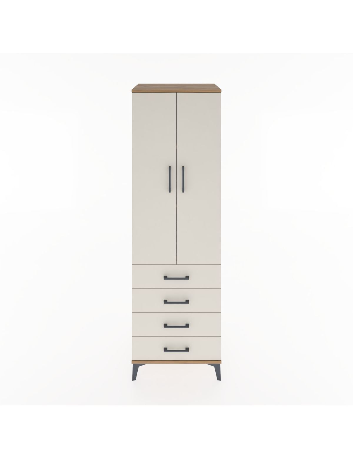 Hyperion Dolap 3 Raflı 4 Çekmeceli 2 Kapaklı 60x44x195 Çam-Aytaşı