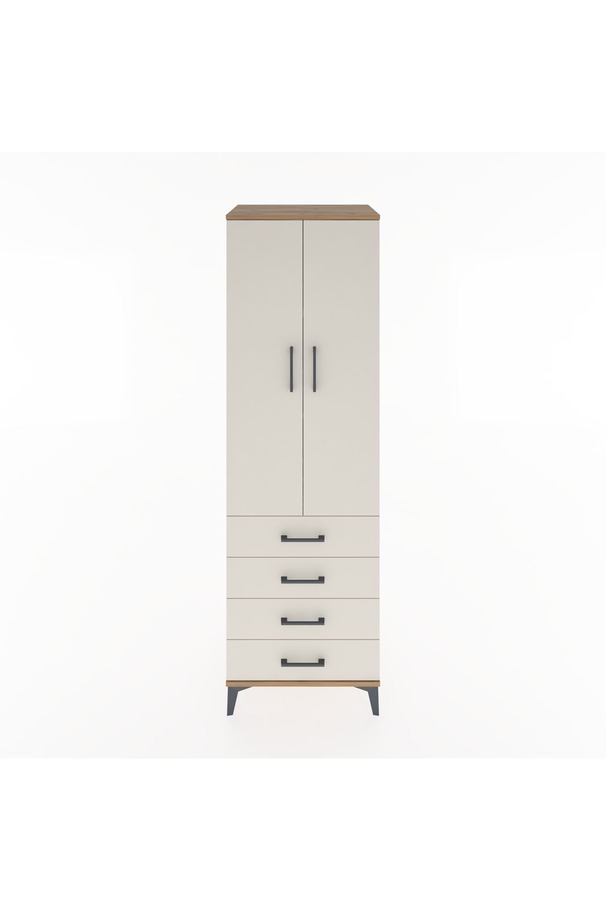 Hyperion Dolap 3 Raflı 4 Çekmeceli 2 Kapaklı 60x44x195 Çam-Aytaşı