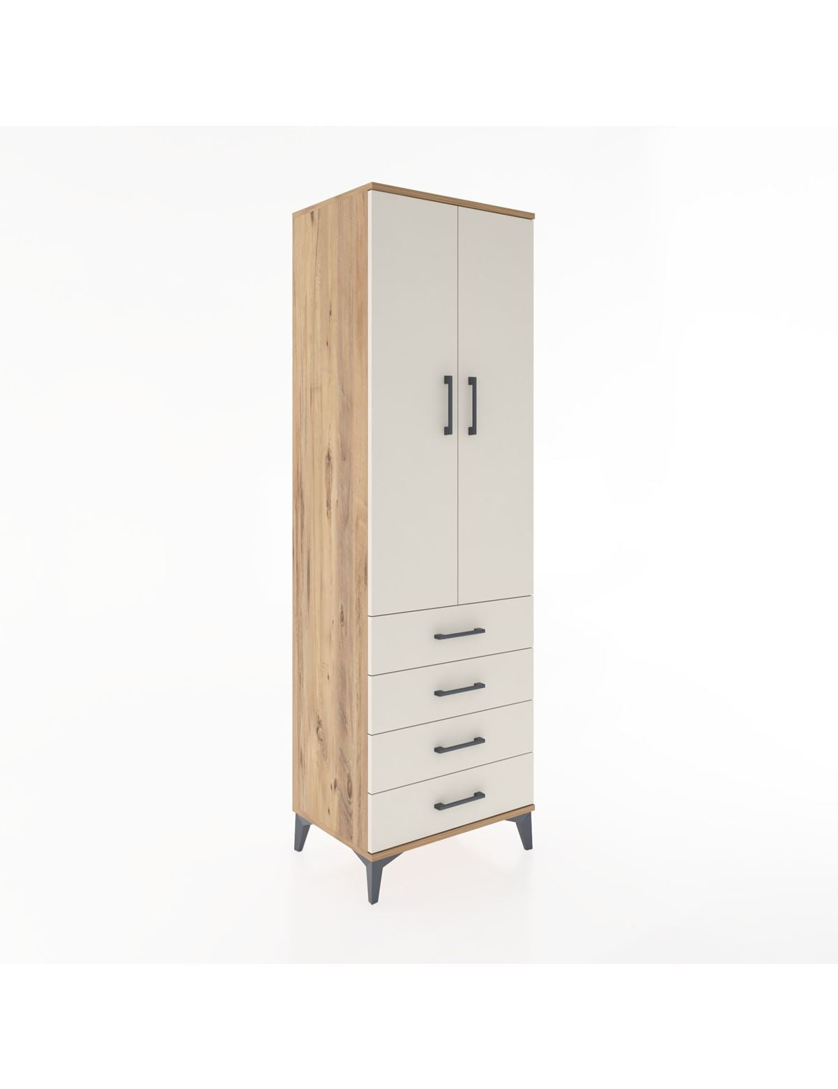 Hyperion Dolap 3 Raflı 4 Çekmeceli 2 Kapaklı 60x44x195 Çam-Aytaşı