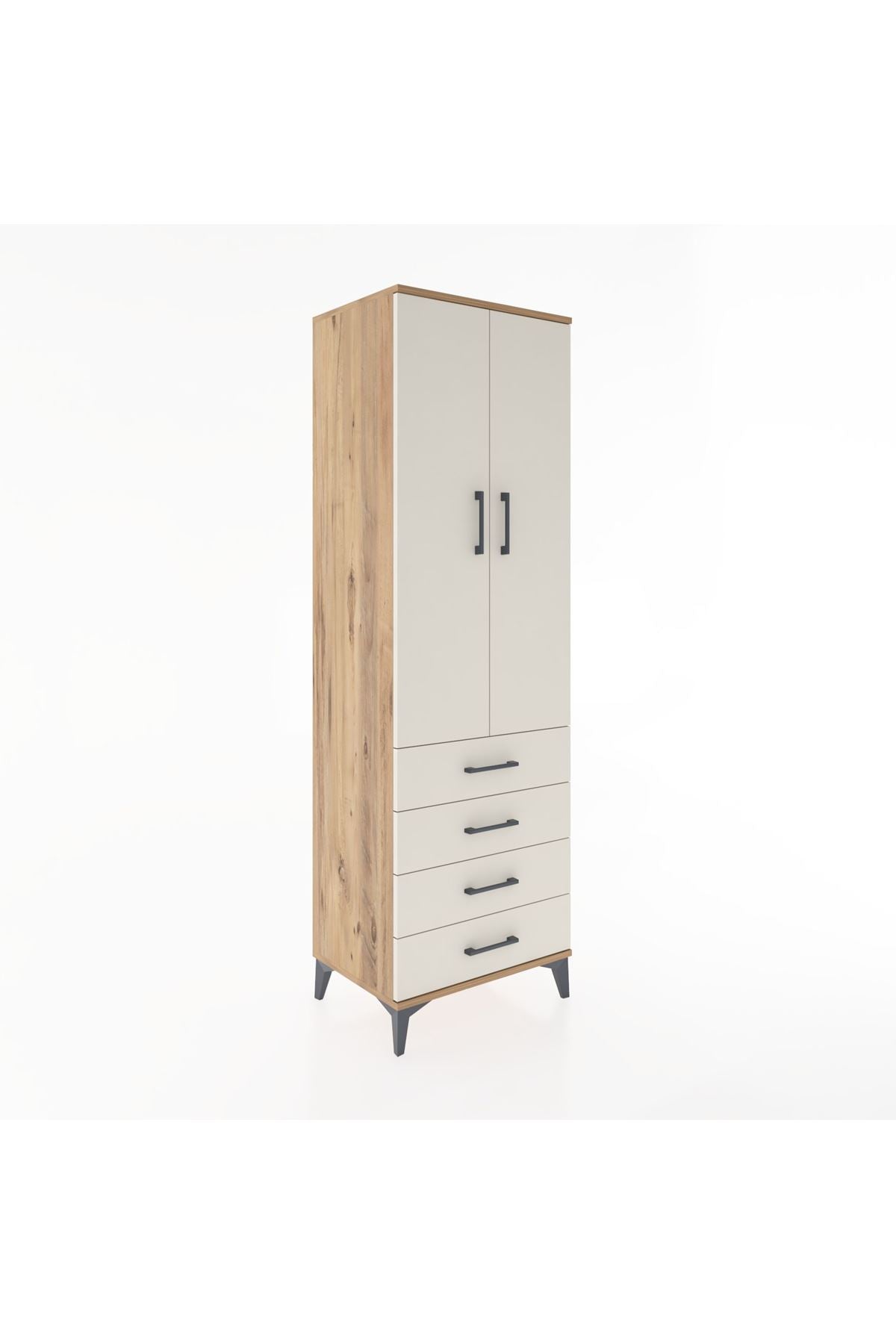 Hyperion Dolap 3 Raflı 4 Çekmeceli 2 Kapaklı 60x44x195 Çam-Aytaşı