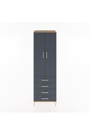 Hyperion Dolap 3 Raflı 4 Çekmeceli 2 Kapaklı 60x44x195 Çam-Antrasit