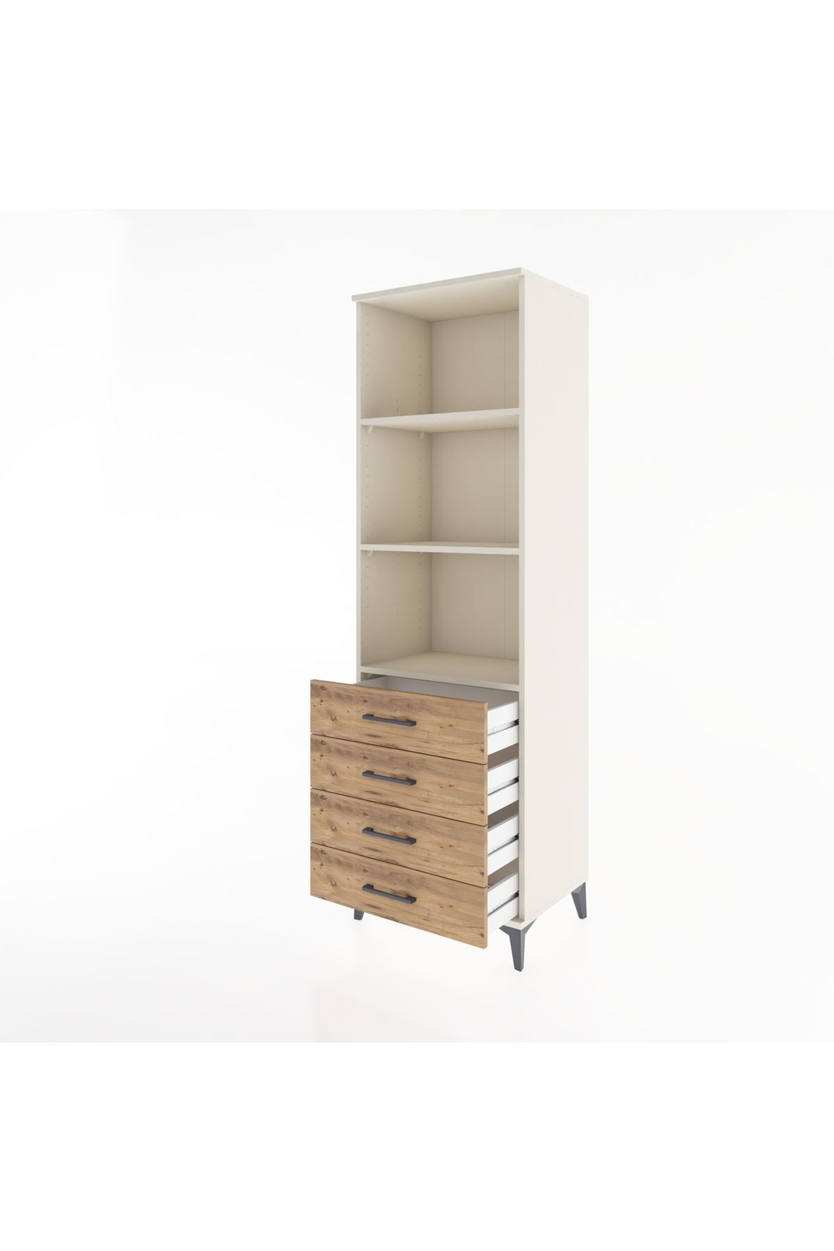 Hyperion Dolap 3 Raflı 4 Çekmeceli 60x44x195 Aytaşı-Çam