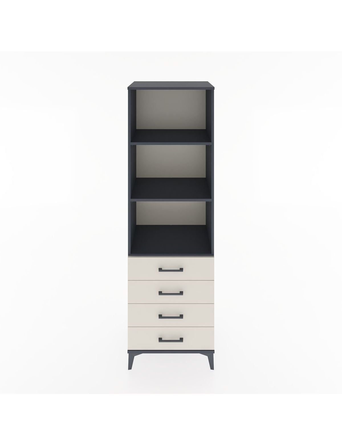 Hyperion Dolap 3 Raflı 4 Çekmeceli 60x44x195 Antrasit-Aytaşı