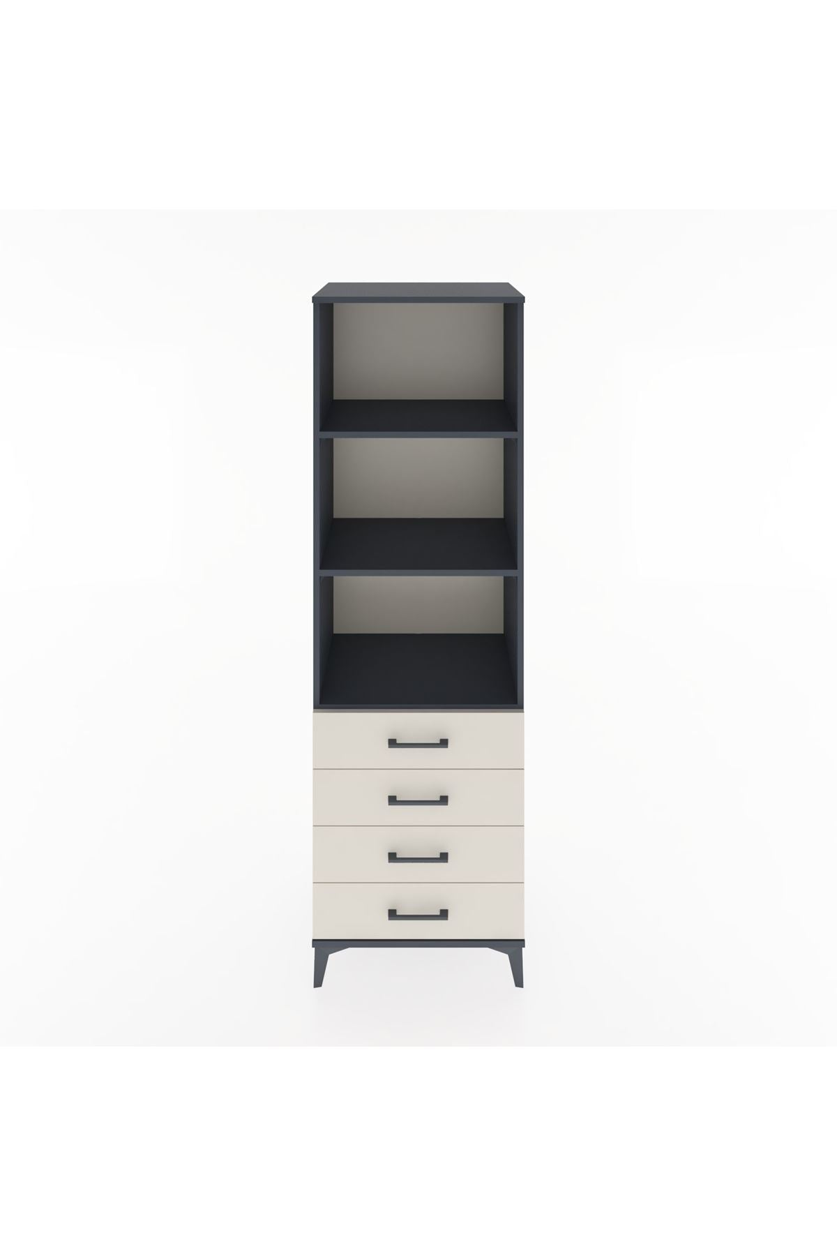 Hyperion Dolap 3 Raflı 4 Çekmeceli 60x44x195 Antrasit-Aytaşı