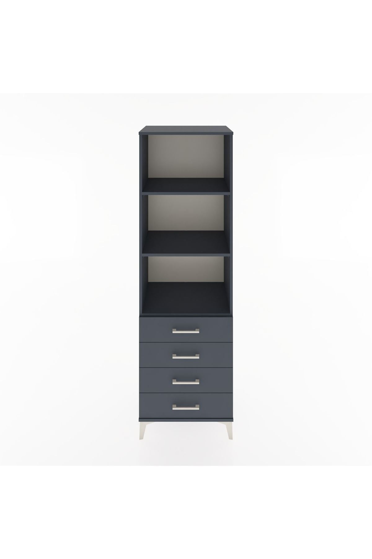 Hyperion Dolap 3 Raflı 4 Çekmeceli 60x44x195 Antrasit-Antrasit