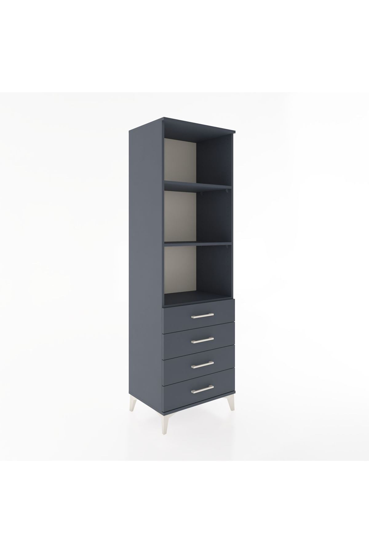 Hyperion Dolap 3 Raflı 4 Çekmeceli 60x44x195 Antrasit-Antrasit