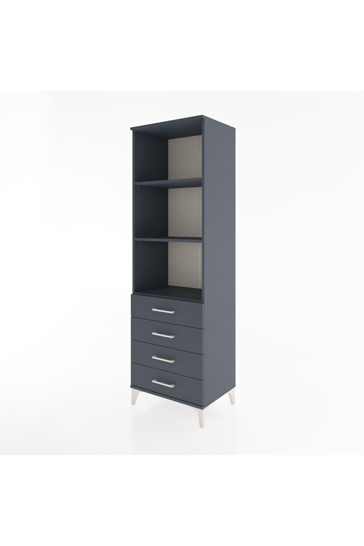 Hyperion Dolap 3 Raflı 4 Çekmeceli 60x44x195 Antrasit-Antrasit