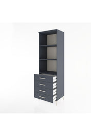 Hyperion Dolap 3 Raflı 4 Çekmeceli 60x44x195 Antrasit-Antrasit