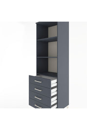 Hyperion Dolap 3 Raflı 4 Çekmeceli 60x44x195 Antrasit-Antrasit