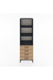 Hyperion Dolap 3 Raflı 4 Çekmeceli 60x44x195 Antrasit-Çam