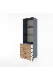 Hyperion Dolap 3 Raflı 4 Çekmeceli 60x44x195 Antrasit-Çam