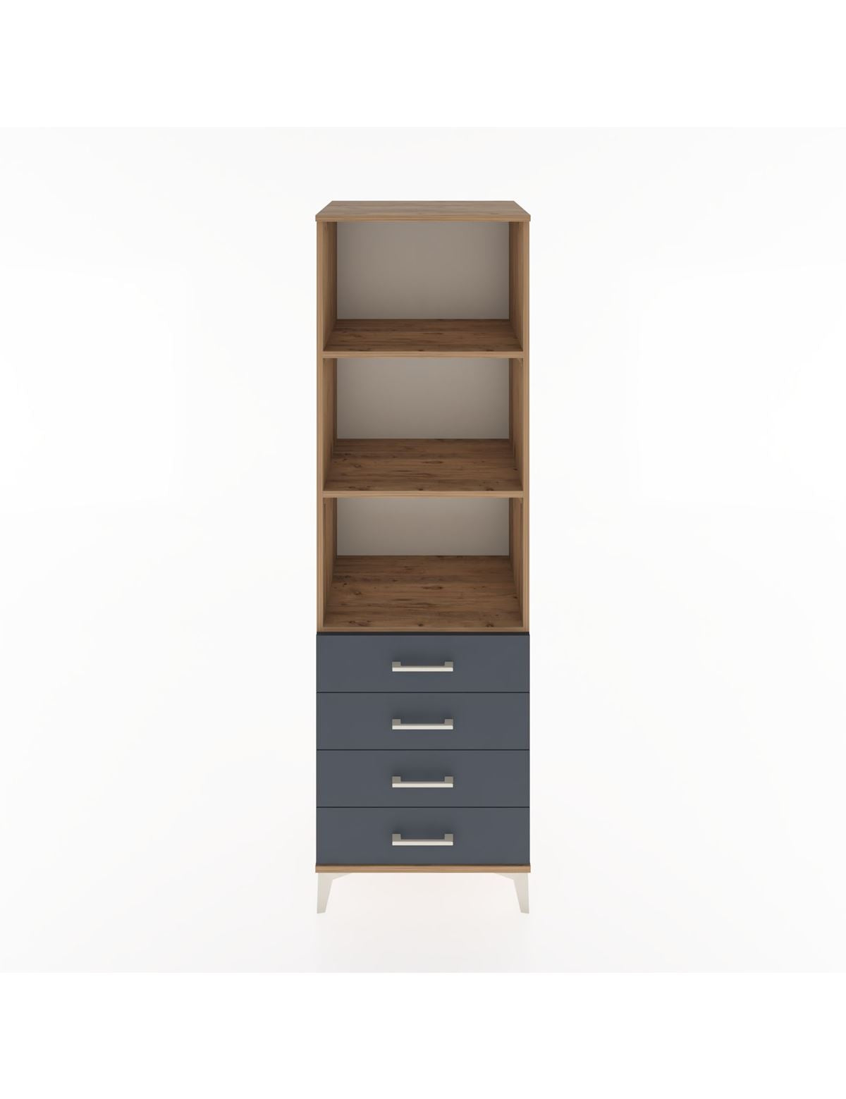 Hyperion Dolap 3 Raflı 4 Çekmeceli 60x44x195 Çam-Antrasit