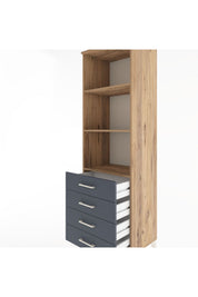 Hyperion Dolap 3 Raflı 4 Çekmeceli 60x44x195 Çam-Antrasit