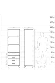Hyperion Dolap 3 Raflı 4 Çekmeceli 60x44x195 Çam-Antrasit