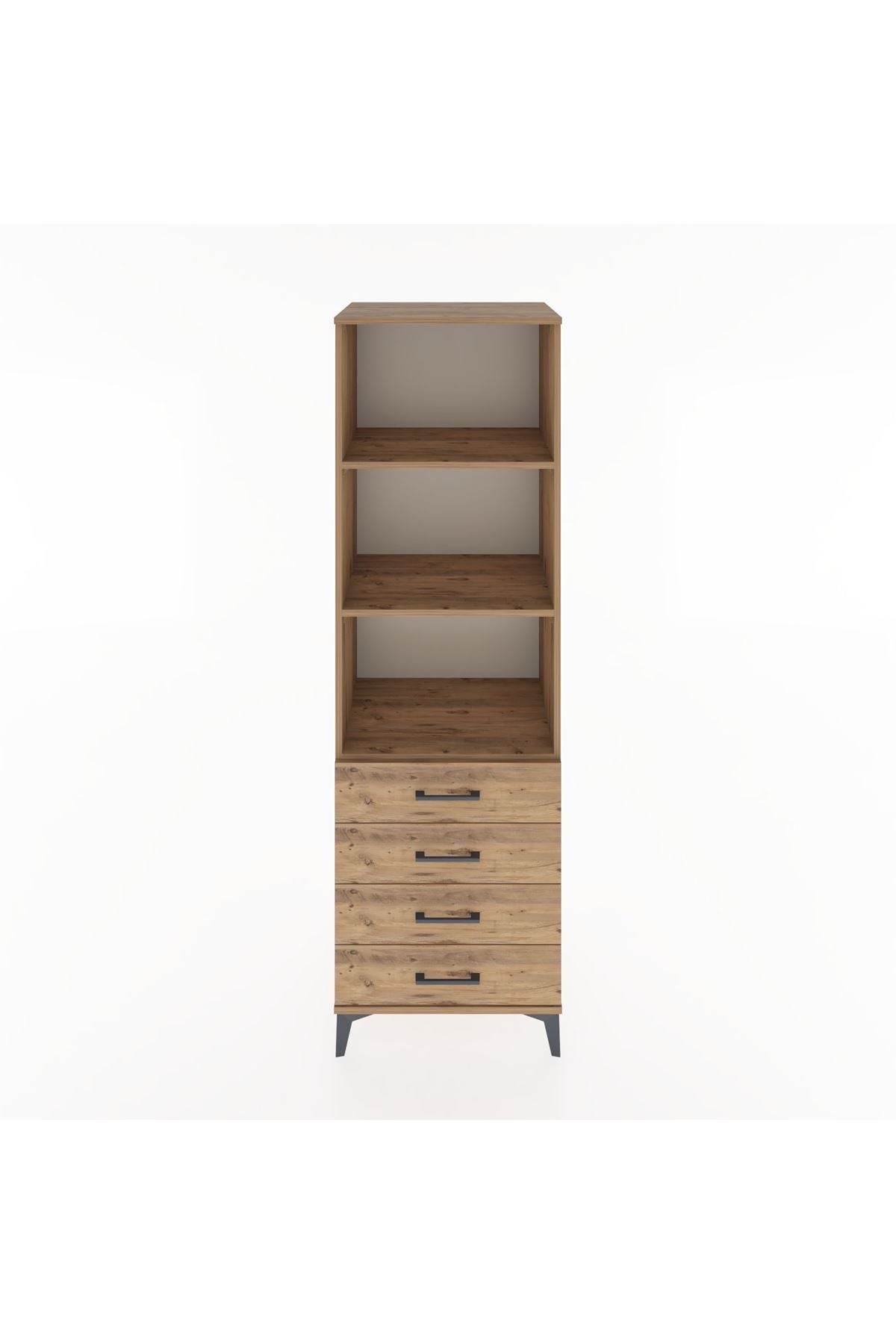 Hyperion Dolap 3 Raflı 4 Çekmeceli 60x44x195 Çam-Çam