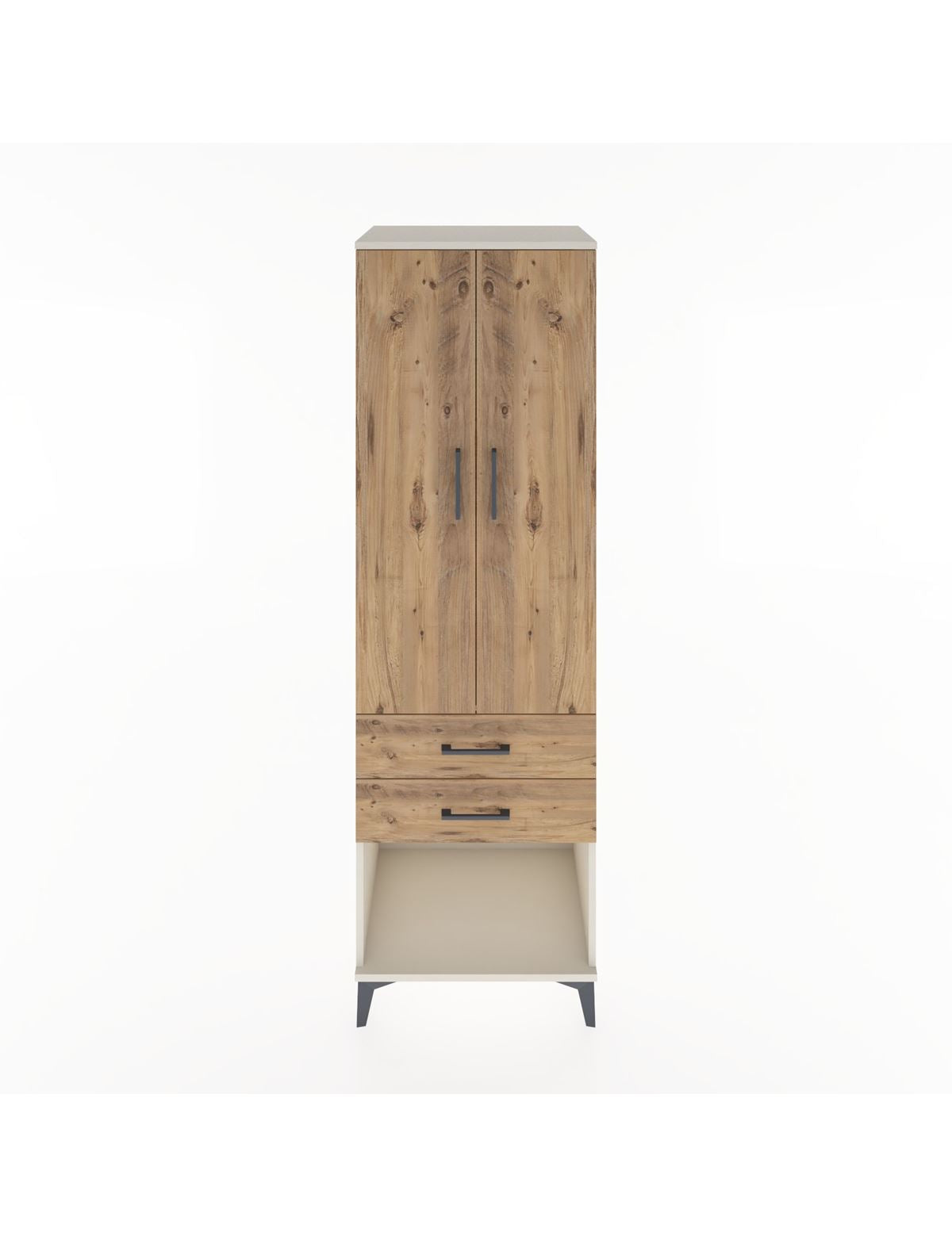 Hyperion Dolap Tek Raflı 2 Çekmeceli Tek Askılı 60x44x195 Aytaşı-Çam