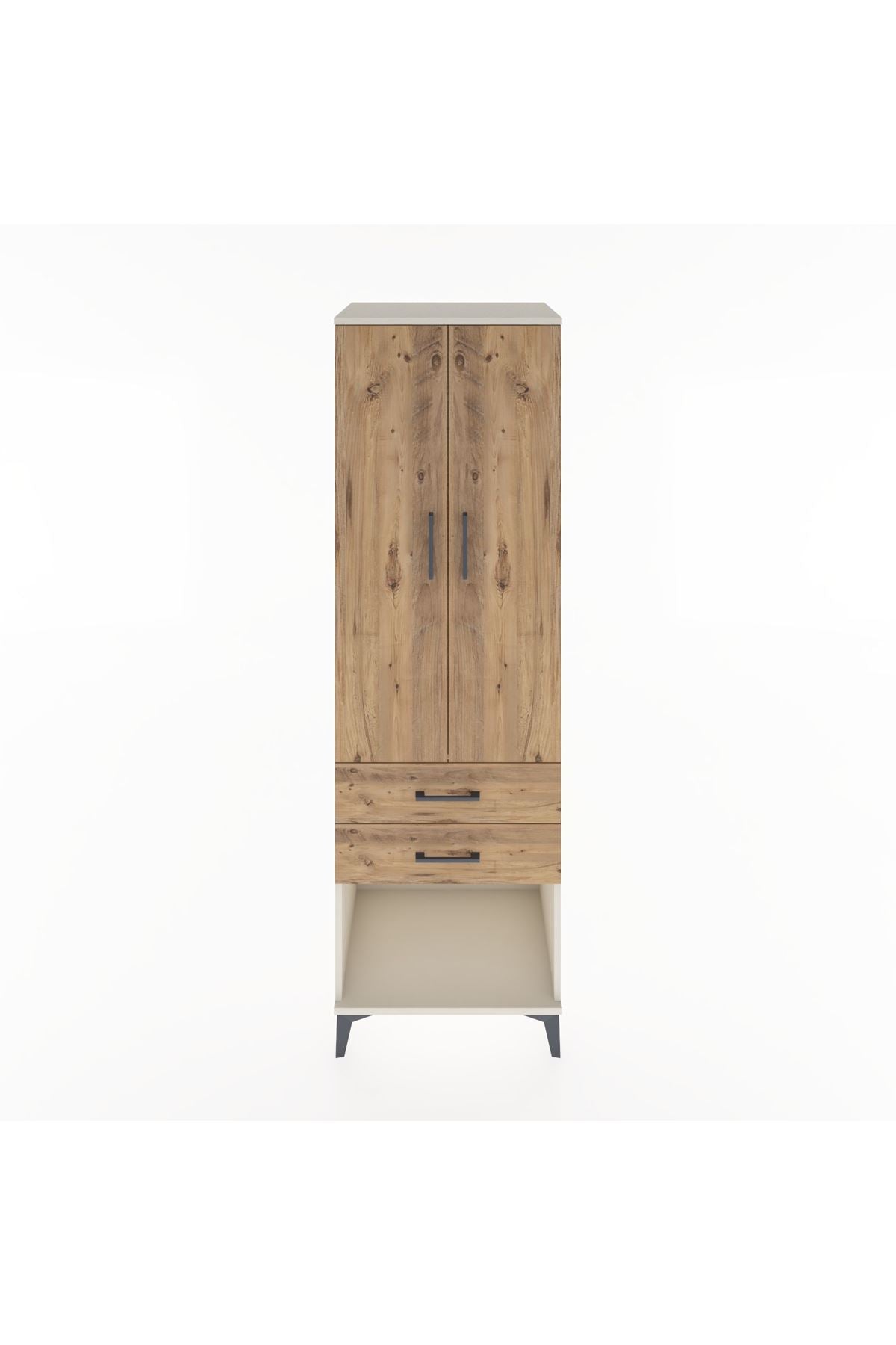 Hyperion Dolap Tek Raflı 2 Çekmeceli Tek Askılı 60x44x195 Aytaşı-Çam