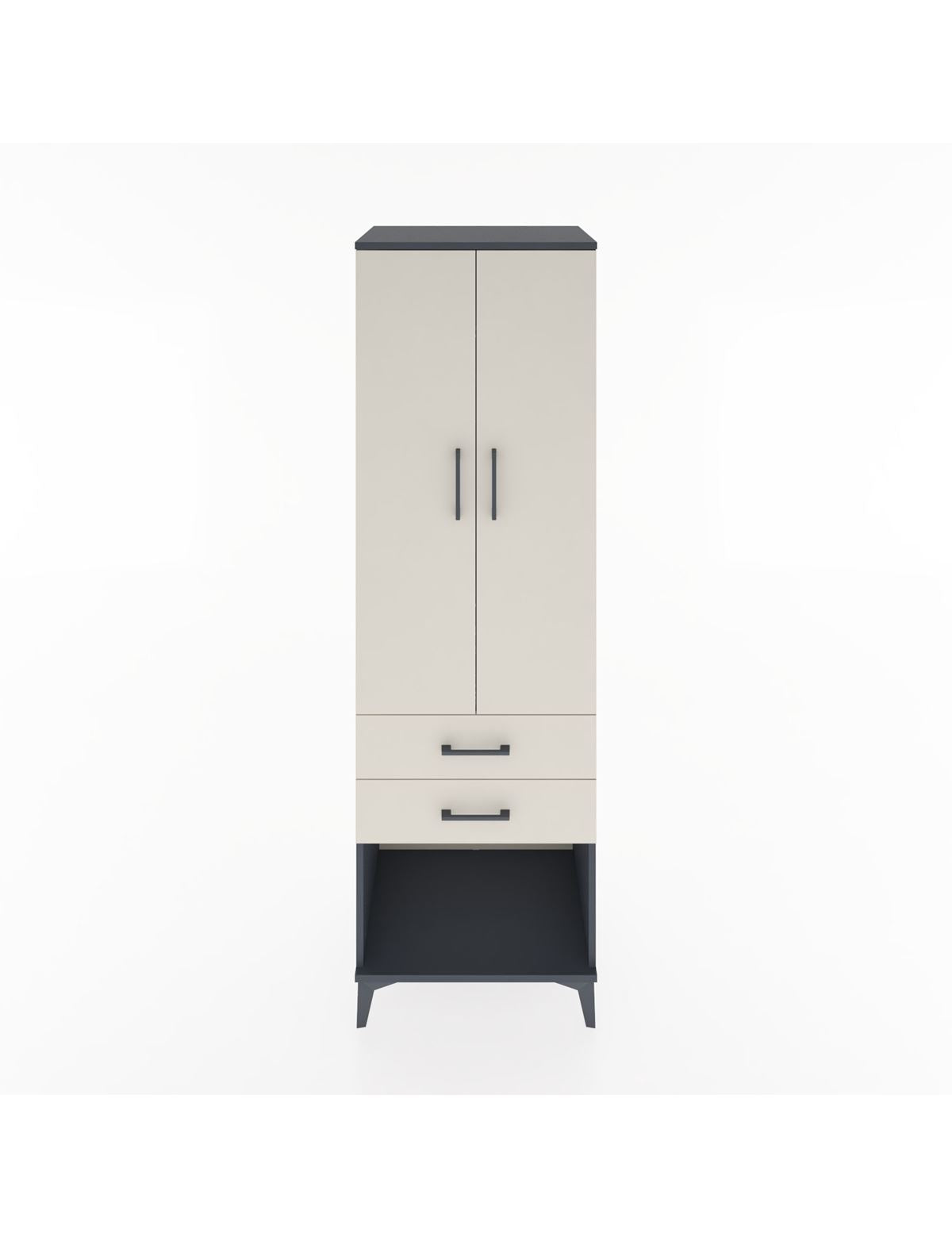 Hyperion Dolap Tek Raflı 2 Çekmeceli Tek Askılı 60x44x195 Antrasit-Aytaşı