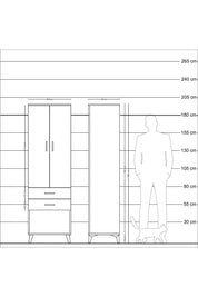 Hyperion Dolap Tek Raflı 2 Çekmeceli Tek Askılı 60x44x195 Aytaşı-Çam