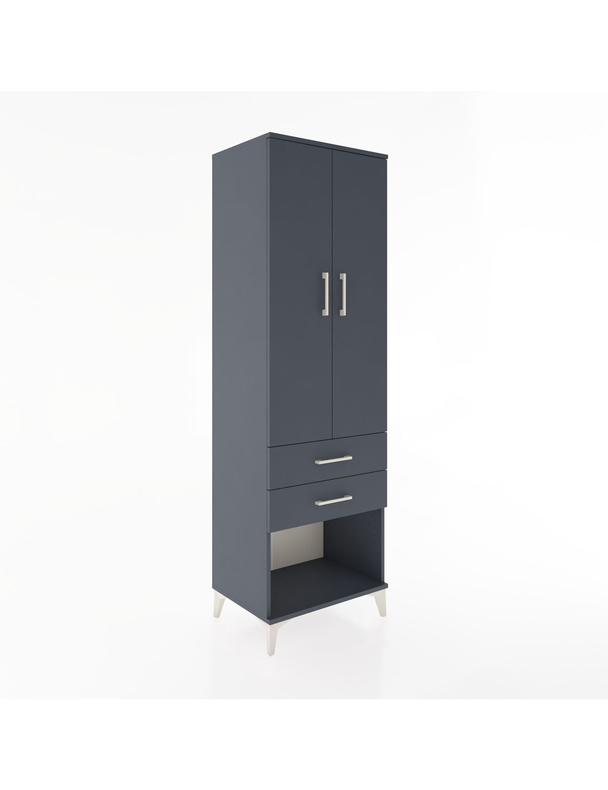 Hyperion Dolap Tek Raflı 2 Çekmeceli Tek Askılı 60x44x195 Antrasit-Antrasit