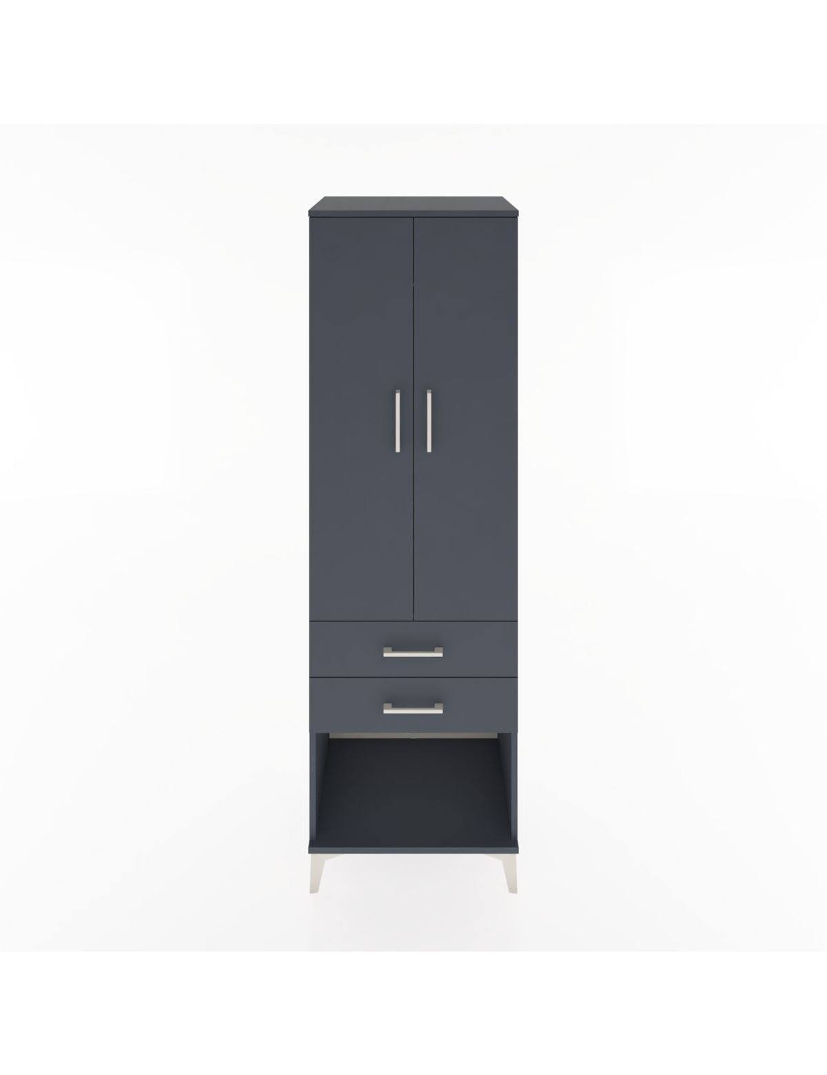 Hyperion Dolap Tek Raflı 2 Çekmeceli Tek Askılı 60x44x195 Antrasit-Antrasit