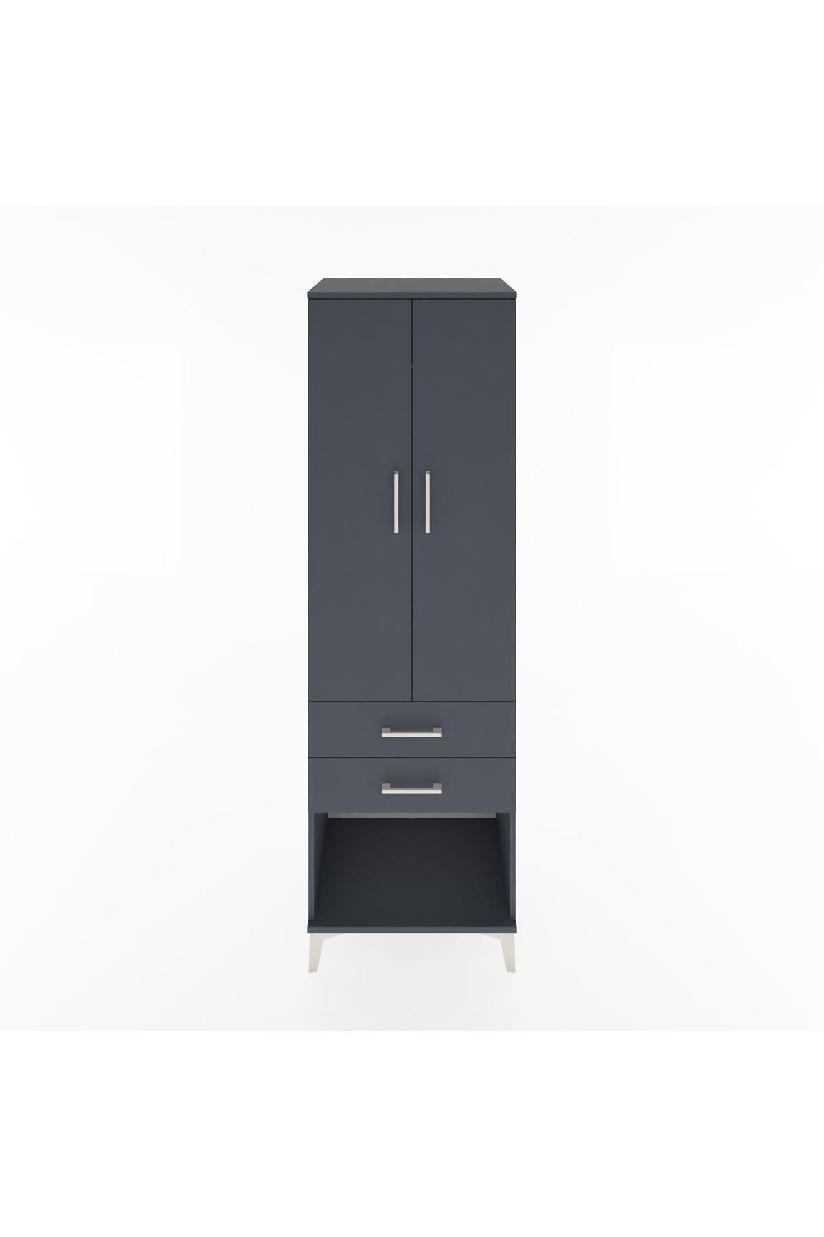 Hyperion Dolap Tek Raflı 2 Çekmeceli Tek Askılı 60x44x195 Antrasit-Antrasit
