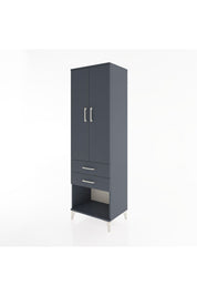 Hyperion Dolap Tek Raflı 2 Çekmeceli Tek Askılı 60x44x195 Antrasit-Antrasit