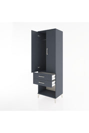 Hyperion Dolap Tek Raflı 2 Çekmeceli Tek Askılı 60x44x195 Antrasit-Antrasit