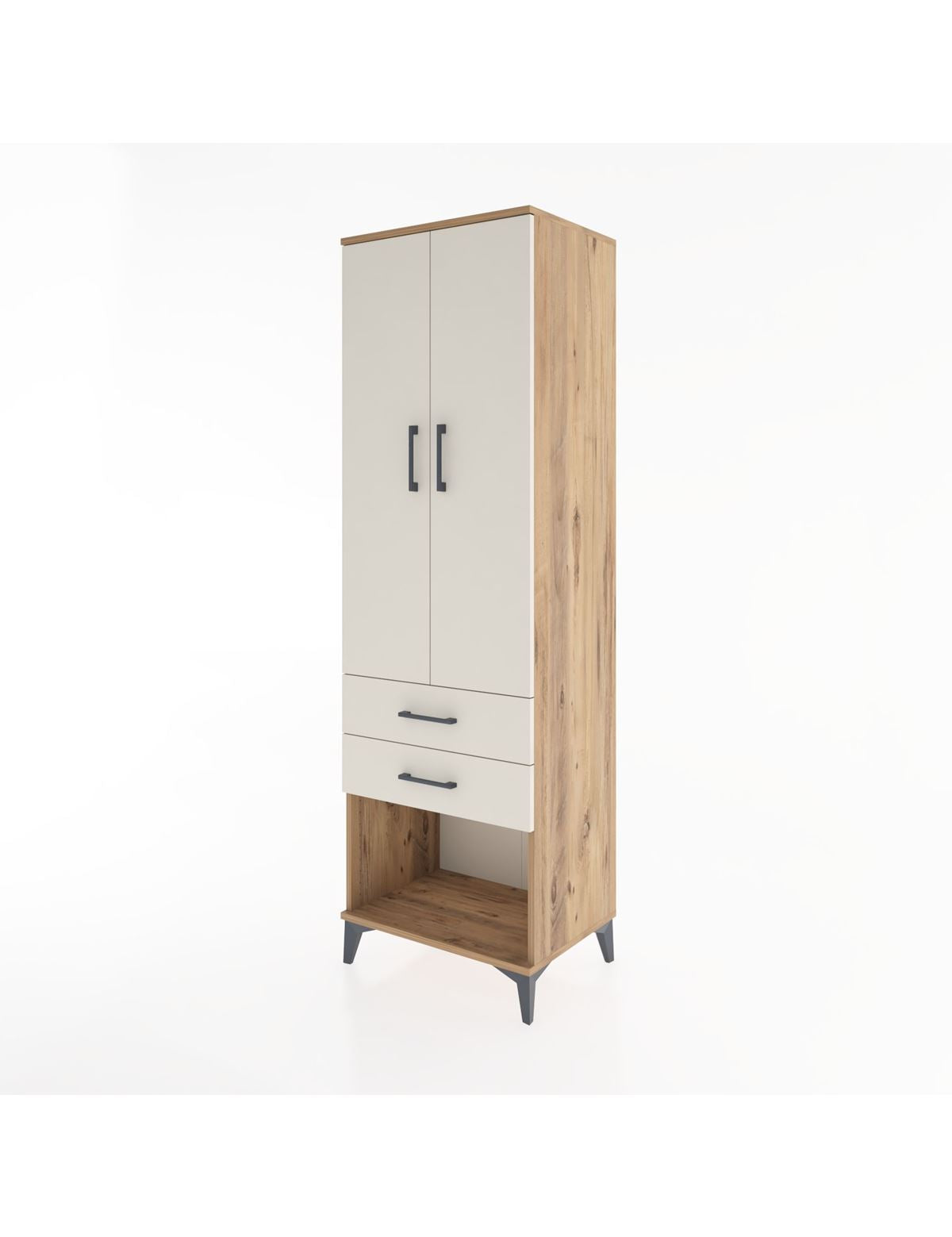 Hyperion Dolap Tek Raflı 2 Çekmeceli Tek Askılı 60x44x195 - S59M109V7B