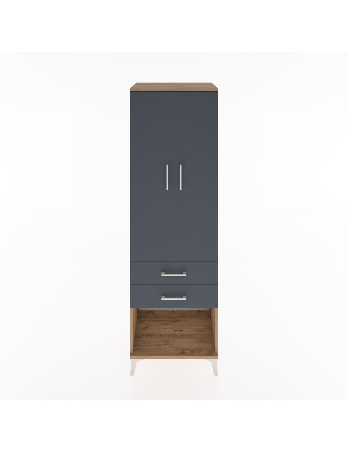 Hyperion Dolap Tek Raflı 2 Çekmeceli Tek Askılı 60x44x195 Çam-Antrasit