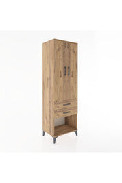 Hyperion Dolap Tek Raflı 2 Çekmeceli Tek Askılı 60x44x195 Çam-Çam