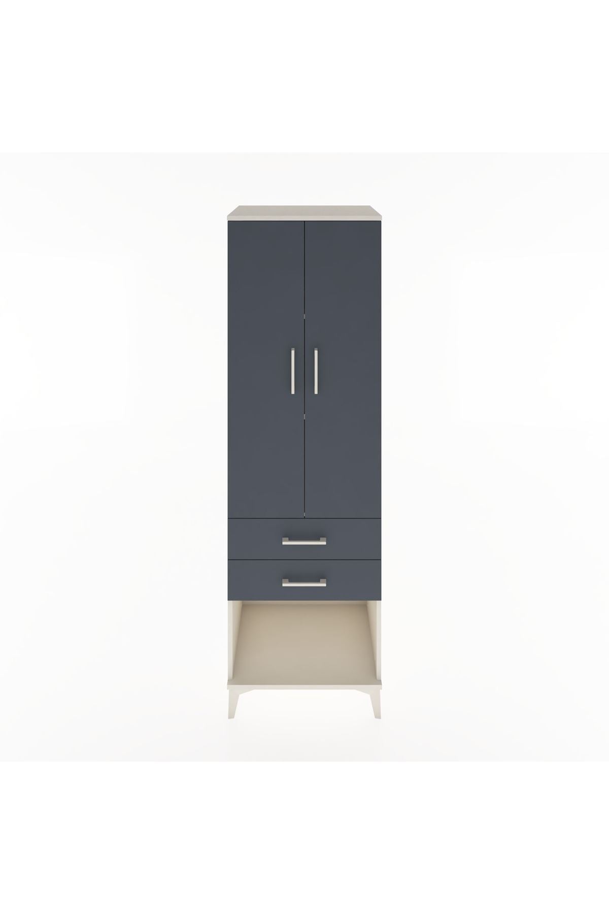 Hyperion Dolap 3 Raflı 2 Çekmeceli 2 Kapaklı 60x44x195 Aytaşı-Antrasit