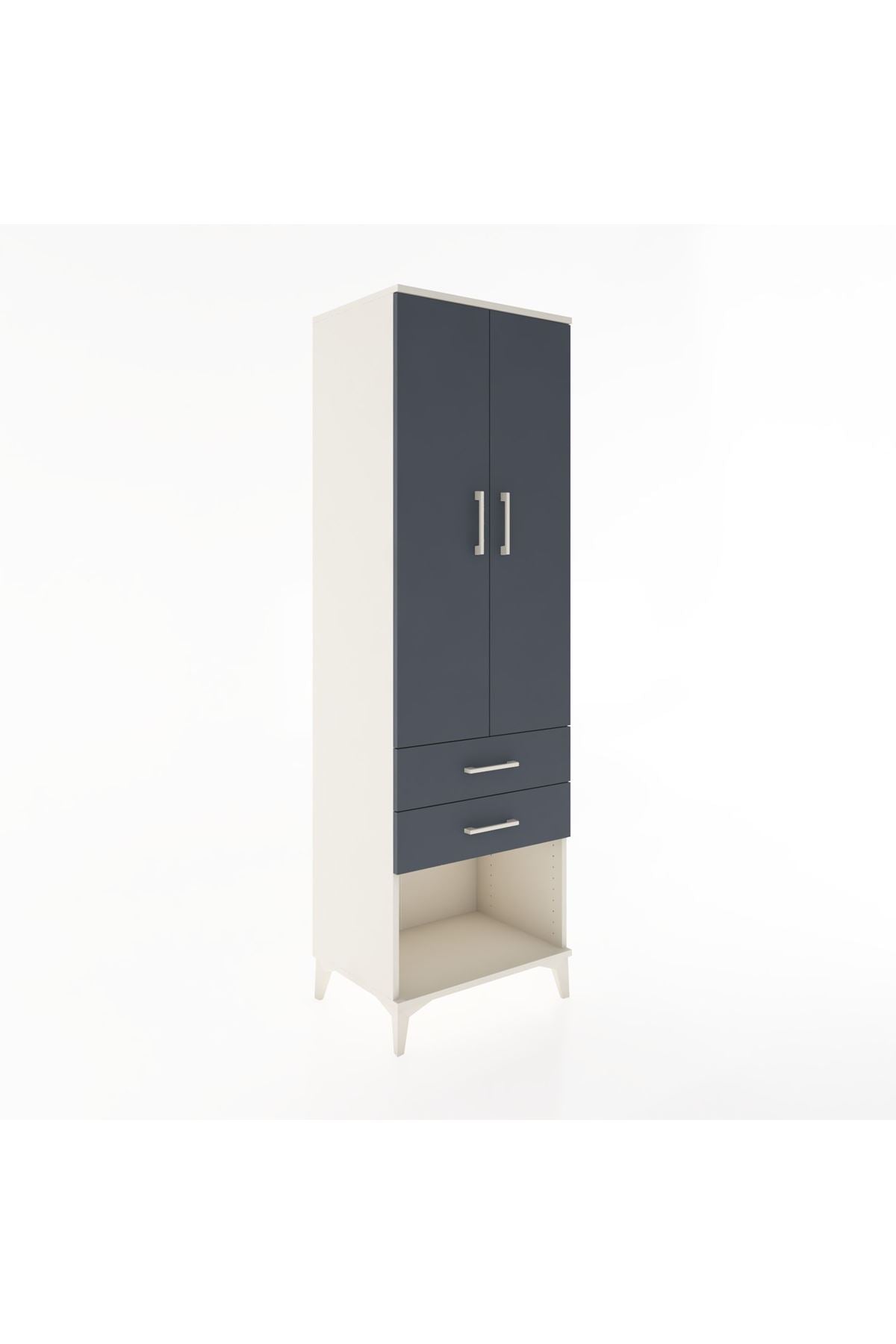 Hyperion Dolap 3 Raflı 2 Çekmeceli 2 Kapaklı 60x44x195 Aytaşı-Antrasit