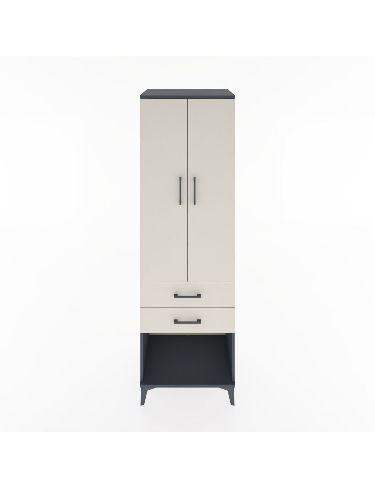 Hyperion Dolap 3 Raflı 2 Çekmeceli 2 Kapaklı 60x44x195 Antrasit-Aytaşı