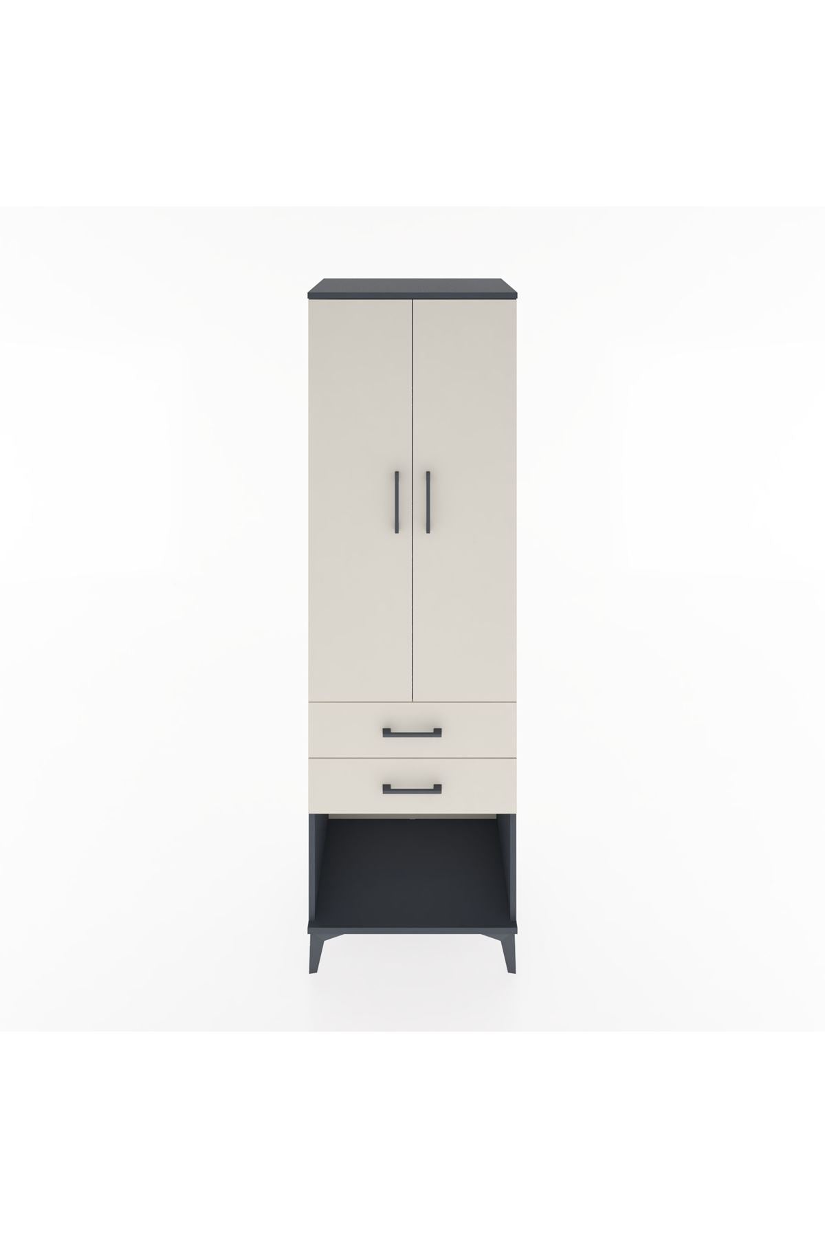 Hyperion Dolap 3 Raflı 2 Çekmeceli 2 Kapaklı 60x44x195 Antrasit-Aytaşı