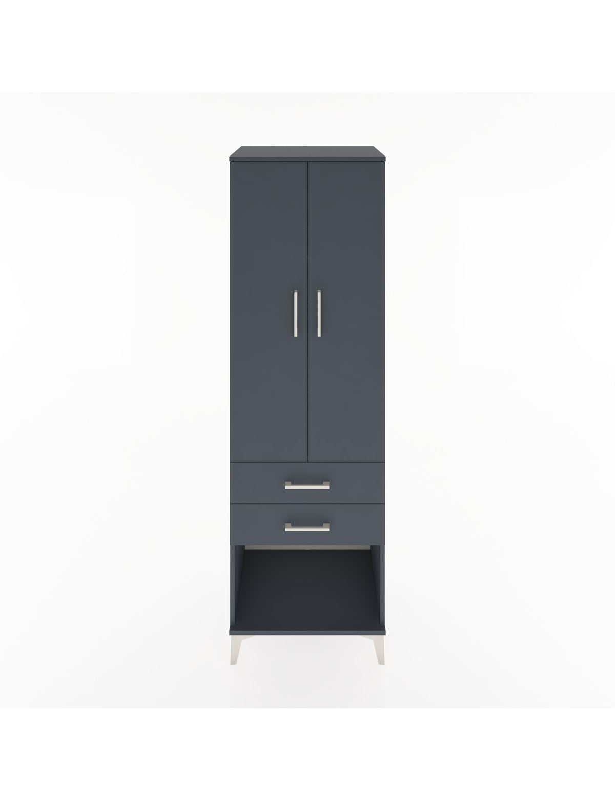 Hyperion Dolap 3 Raflı 2 Çekmeceli 2 Kapaklı 60x44x195 Antrasit-Antrasit