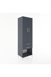 Hyperion Dolap 3 Raflı 2 Çekmeceli 2 Kapaklı 60x44x195 Antrasit-Antrasit